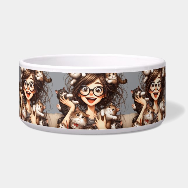 Dolle Kat Vrouw  Voerbakje (Voorkant)