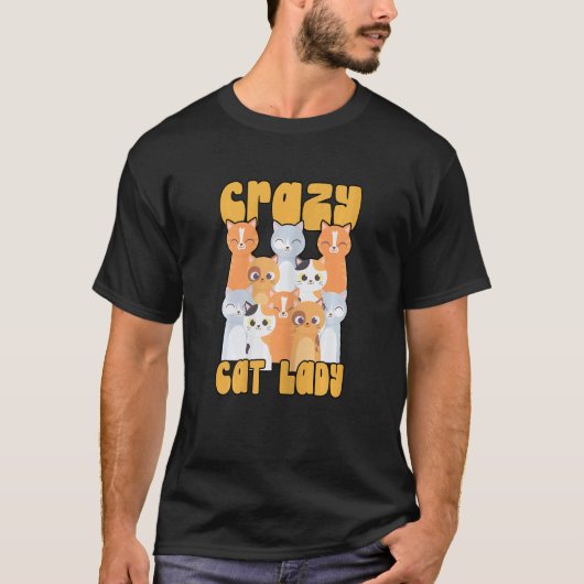 Dolle Kat Vrouwtje Kitten Dier Geweldig Schattig T-shirt (Voorkant)