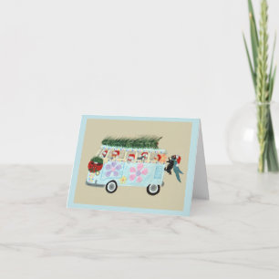 Dolle Katten in hun Kerstmis Hippie Busje