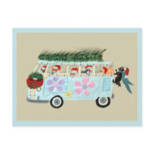 Dolle Katten in hun Kerstmis Hippie Busje