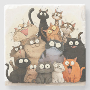 Dolle Katten Samen+ Stenen Onderzetter
