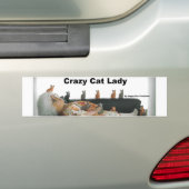 Dolle kattenvrouw bumpersticker (Op auto)