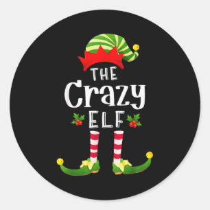 Dolle Kerst Elf Bijpassende Pyjama Kerstfeest  Ronde Sticker