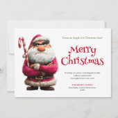 Dolle Kerstman aangepaste strip Kerstgroet lachen Feestdagenkaart (Voorkant)