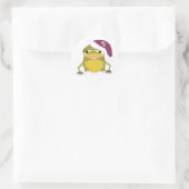 Dolle kikker in een kerstmuts ronde sticker (Tas)