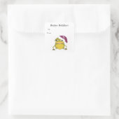 Dolle kikker in een kerstmuts vierkante sticker (Tas)
