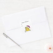 Dolle kikker in een kerstmuts vierkante sticker (Envelop)