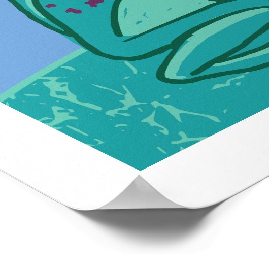 Dolle Kikkers Kunstprint - Blauw & Groen Poster (Hoek)