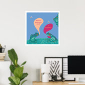 Dolle Kikkers Kunstprint - Blauw & Groen Poster (Thuiskantoor)