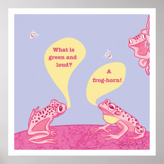 Dolle Kikkers Kunstprint - Roze & blauw Poster (Voorkant)