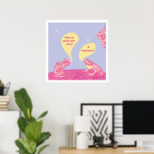 Dolle Kikkers Kunstprint - Roze & blauwe periwinke Poster (Thuiskantoor)