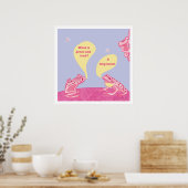 Dolle Kikkers Kunstprint - Roze & blauwtint Blauw Poster (Keuken)