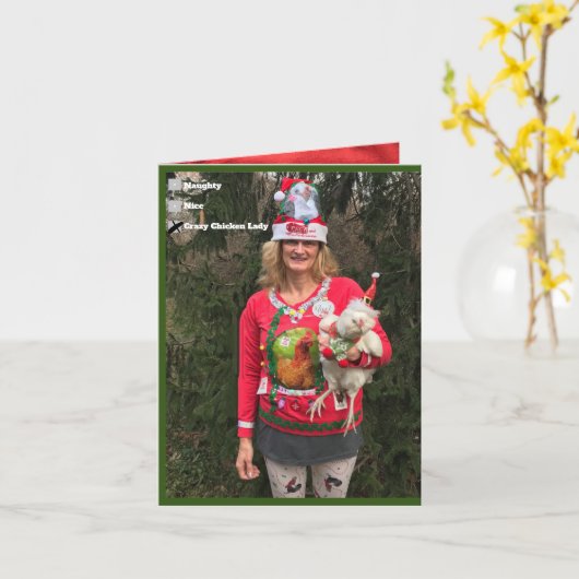 Dolle Kippen Dame Kerstkaart Prettig CHICKkerstfee Kaart (Gele Bloem)