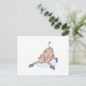 dolle koe op schaatsen briefkaart (Staand voorkant)