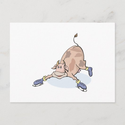 dolle koe op schaatsen briefkaart (Voorkant)