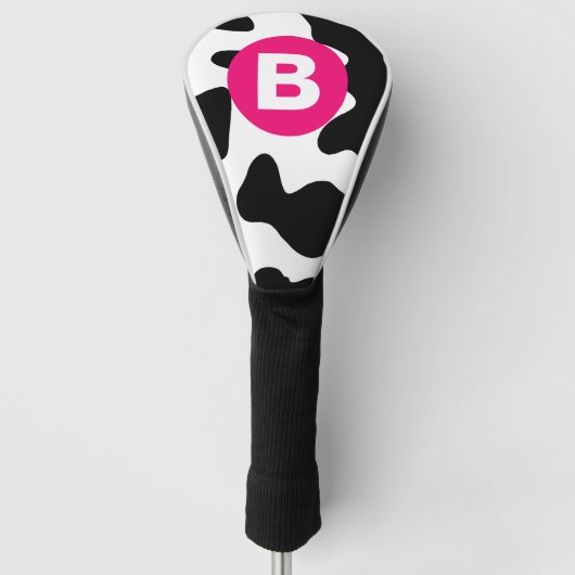 Dolle Koeienvlek Patronen Roze Monogram Golfheadcover (Voorkant)