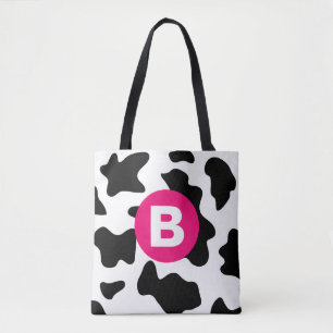 Dolle Koeienvlek Patronen Roze Monogram Tote Bag