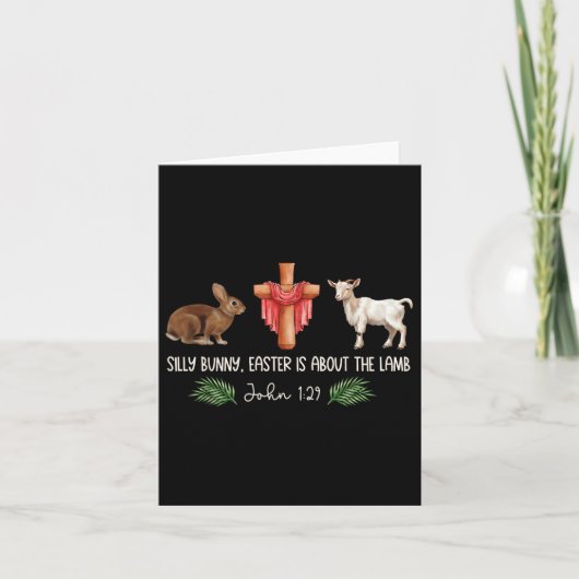 Dolle Konijn Pasen gaat over het Lam Christelijke Kaart (Voorkant)
