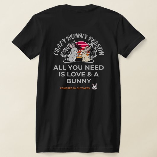 Dolle Konijn Persoon T-shirt (Laag Achter)
