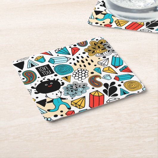 Dolle kop kartonnen onderzetters (Schuin)