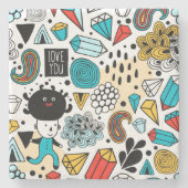 Dolle kop stenen onderzetter (Voorkant)