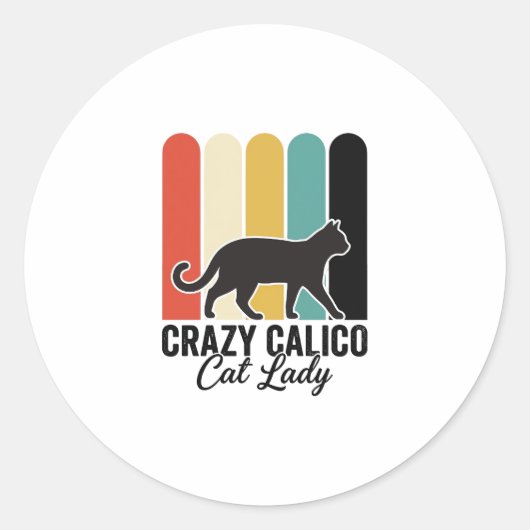 Dolle Lapjeskat Vrouw Retro Kattendesign_1 Ronde Sticker (Voorkant)