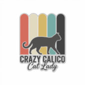 Dolle Lapjeskat Vrouw Retro Kattendesign_1 Sticker (Voorkant)