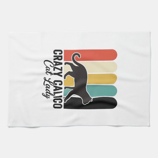 Dolle Lapjeskat Vrouw Retro Kattendesign_1 Theedoek (Horizontaal)