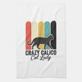 Dolle Lapjeskat Vrouw Retro Kattendesign_1 Theedoek (Verticaal)