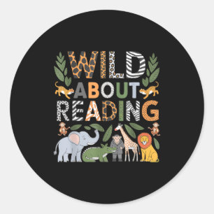 Dolle lezen, boeken lezen en boekenwurm ronde sticker