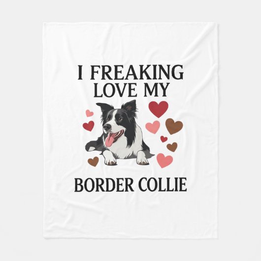 Dolle Liefde Border Collie Hond Harten_1 Fleece Deken (Voorkant)