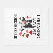Dolle Liefde Border Collie Hond Harten_1 Fleece Deken (Voorkant (Horizontaal))