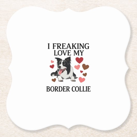 Dolle Liefde Border Collie Hond Harten_1 Kartonnen Onderzetters (Voorkant)