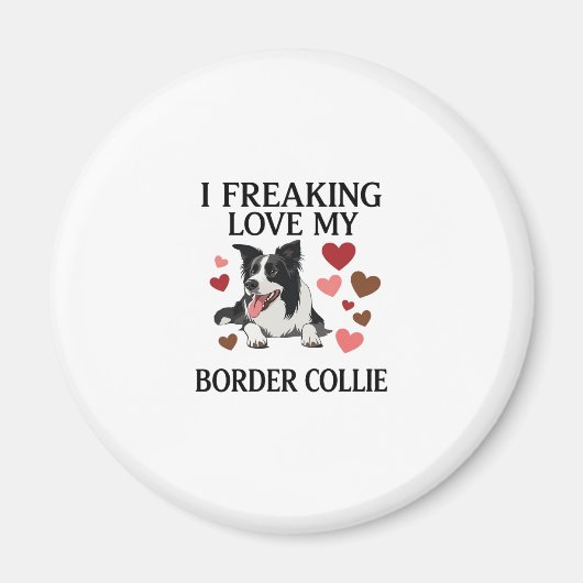 Dolle Liefde Border Collie Hond Harten_1 Magneet (Voorkant)