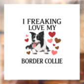 Dolle Liefde Border Collie Hond Harten_1 Raamsticker (Vel 2)