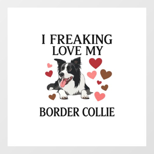 Dolle Liefde Border Collie Hond Harten_1 Raamsticker (Vel)