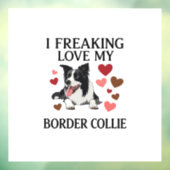 Dolle Liefde Border Collie Hond Harten_1 Raamsticker (Vel 3)