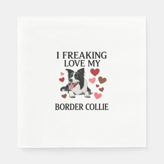 Dolle Liefde Border Collie Hond Harten_1 Servet (Voorkant)