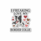 Dolle Liefde Border Collie Hond Harten_1 Sticker (Voorkant)