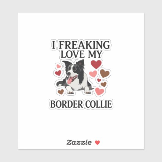 Dolle Liefde Border Collie Hond Harten_1 Sticker (Vel)