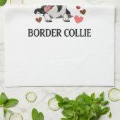 Dolle Liefde Border Collie Hond Harten_1 Theedoek (Gevouwen)