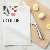 Dolle Liefde Border Collie Hond Harten_1 Theedoek (Quarter Fold)
