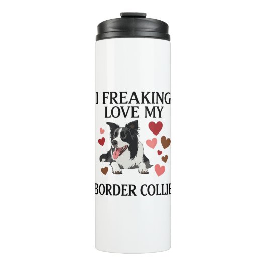 Dolle Liefde Border Collie Hond Harten_1 Thermosbeker (Voorkant)
