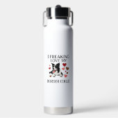 Dolle Liefde Border Collie Hond Harten_1 Waterfles (Voorkant)