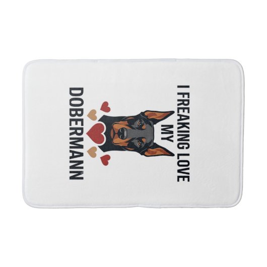 Dolle Liefde Dobermann Hond Rode Harten_1 Badmat (Voorkant)