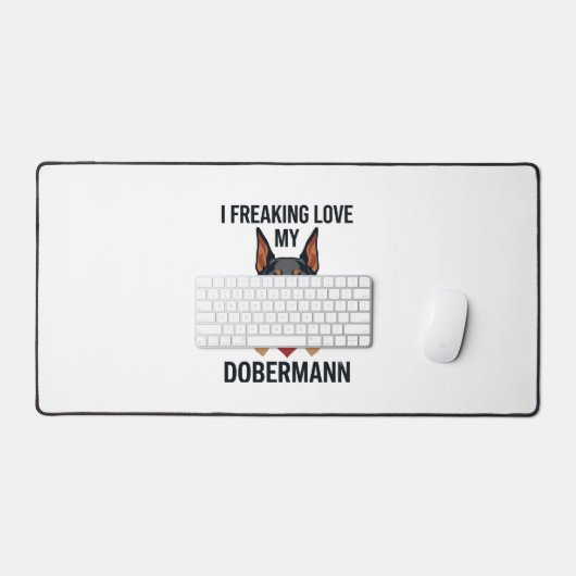 Dolle liefde dobermann hond rode harten_1 bureaumat (Keyboard & Muis)