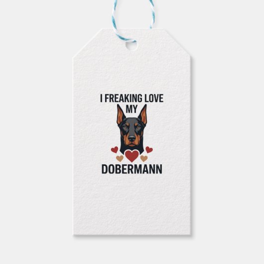 Dolle liefde dobermann hond rode harten_1 cadeaulabel (Voorkant)