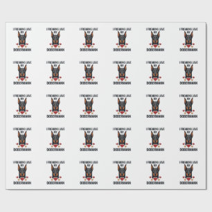 Dolle liefde Dobermann-hond Rode Harten_1 Cadeaupapier