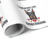 Dolle liefde Dobermann-hond Rode Harten_1 Cadeaupapier (Rol Hoek)