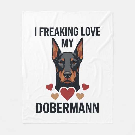 Dolle liefde dobermann hond rode harten_1 fleece deken (Voorkant)